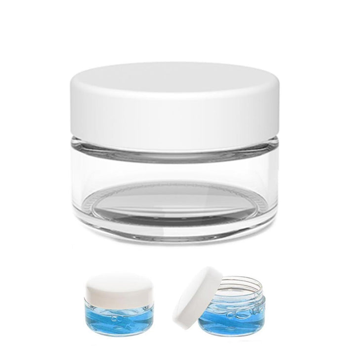 24 Clear Small Cosmetic Jars Sample Size Empty Round Travel Cream Container Lids