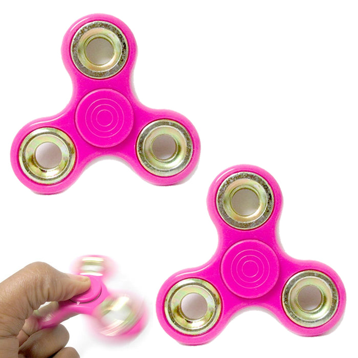 2 Tri Fidget Hand Spinner Finger Toy EDC Focus Desk ADHD Autism Kids Adults Pink