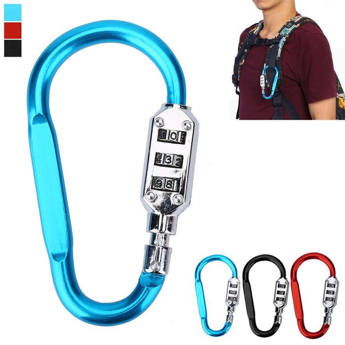3 Pack Combination Lock Carabiner 3 Dial Digit Luggage Travel Baggage Backpack
