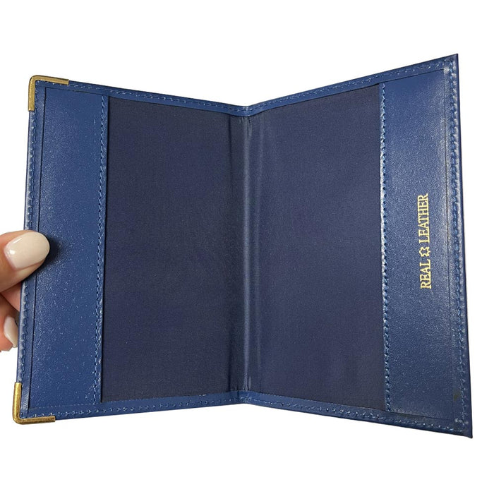 Travel Leather US Passport Holder Card Wallet Case Cover Document Organizer Blue