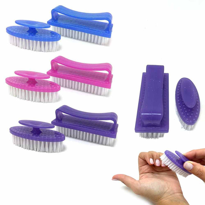 6 PC Nail Cleaning Brush Set Fingernail Handle Grip Brushes Toes Nails Pedicure