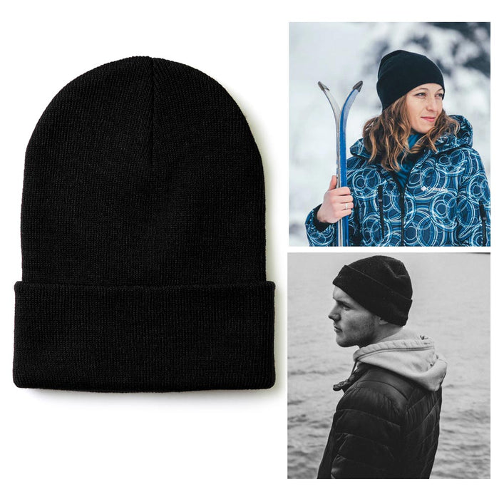 4 Knit Beanies Hat Thermal Warm Soft Fleece Ski Snow Skull Cap Slouchy Men Women