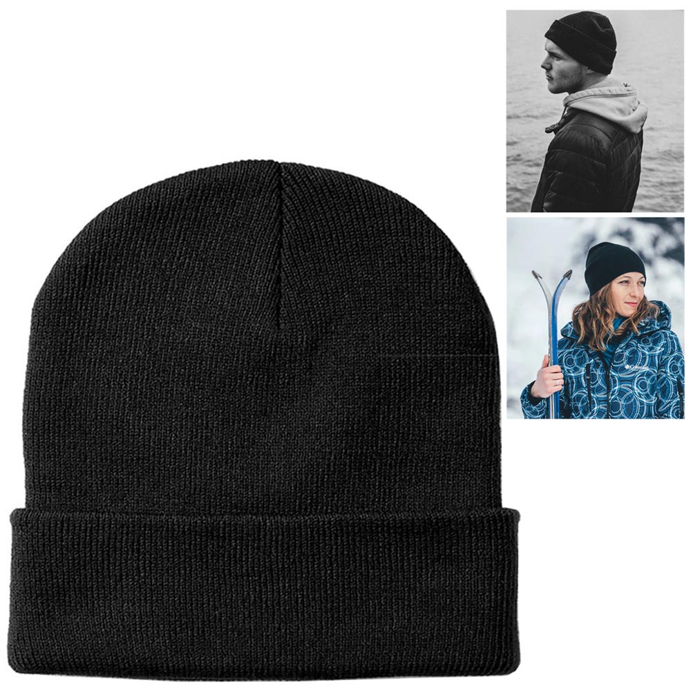 Knit Beanie Hat Unisex Plain - Warm Cuff Skull Cap For Winter - Foto 8