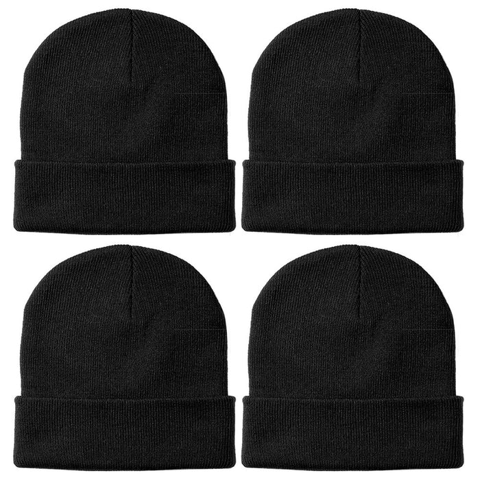 4 Knit Beanies Hat Thermal Warm Soft Fleece Ski Snow Skull Cap Slouchy Men Women