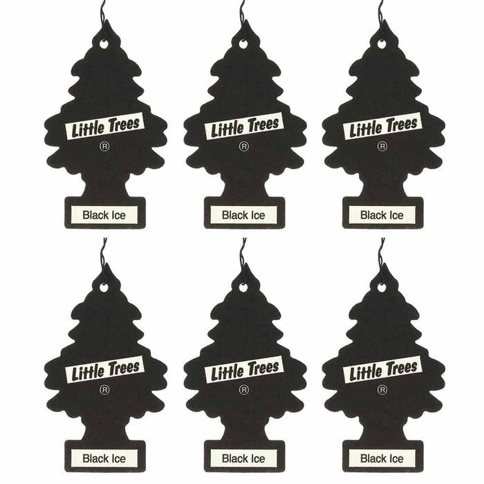 6 LITTLE TREES Car Air Freshener Hanging Long Lasting Scent Auto Home Black Ice