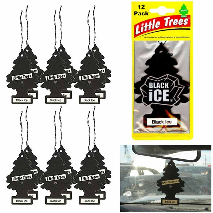 12 Little Trees Car Air Freshener Black Ice Scent Auto Fresh Home Hanging Office