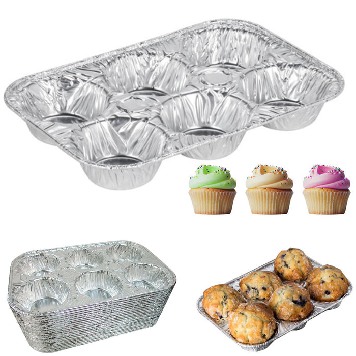 Aluminum 6-Cup Muffin Pan - Disposable Aluminum Cupcake Pans