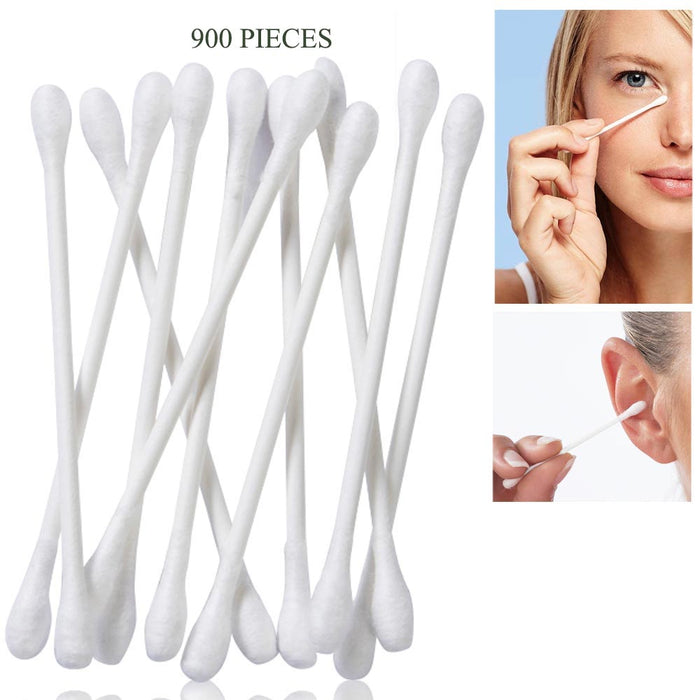 900 Ct Cotton Swabs Standard White Stick Double Tipped Applicator Q Tip Ear Wax