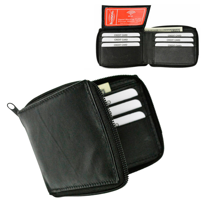 Men's Leather RFID Blocking Stylish Wallet Multi-Card High Capacity Bifold Black