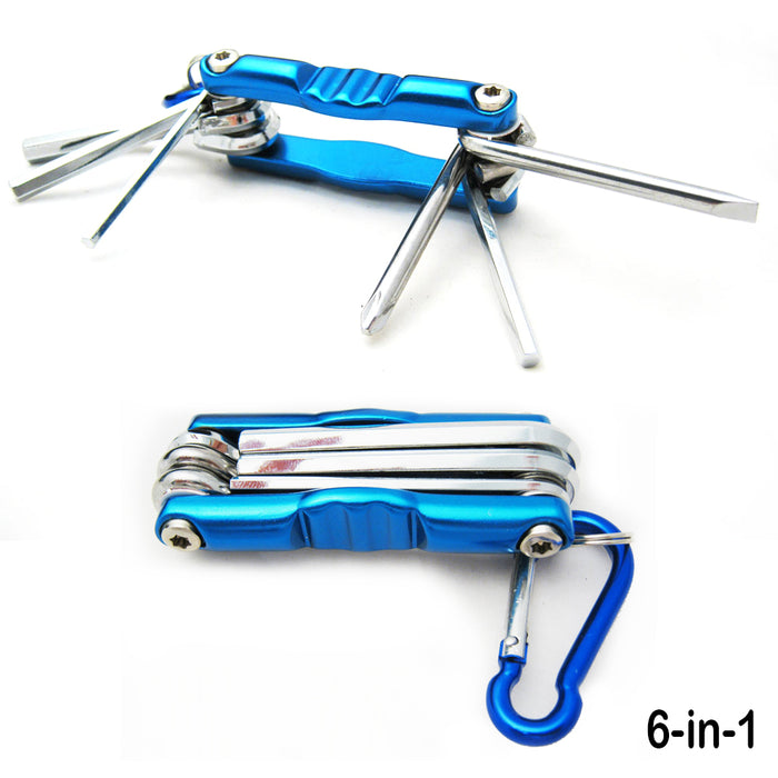 Folding 6-in-1 Carabiner Hex Key Wrench Set Repair Tools Precision Screwdrivers