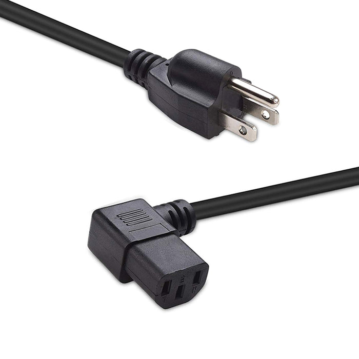 Power Cord Cable 3 Prong Universal Standard 6ft Computer Monitor 18 AWG Angle