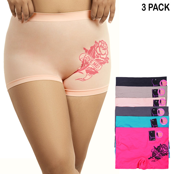 3 Pack Women's Plus Size Seamless Boyshort Panties Underwear Sports Boxer Briefs