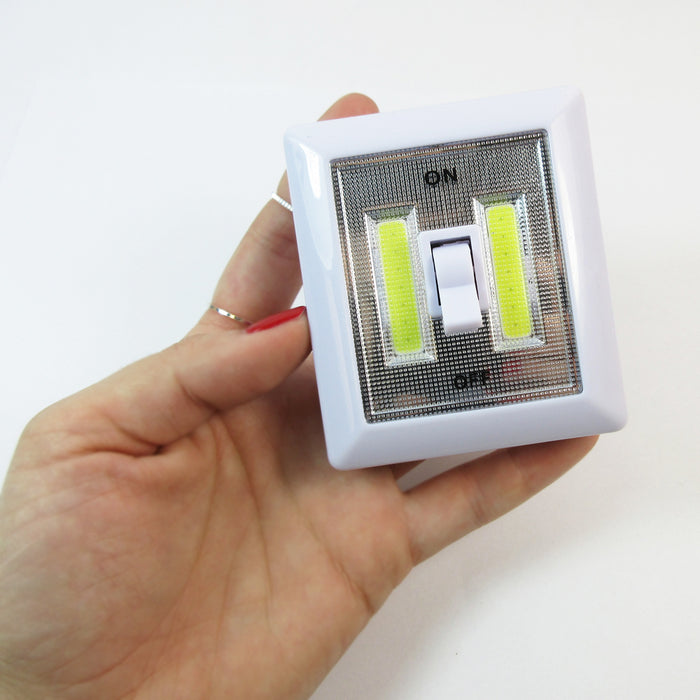 2 COB LED Light Wall Switch Mini Night Super Bright Wireless MultiUse Self Stick