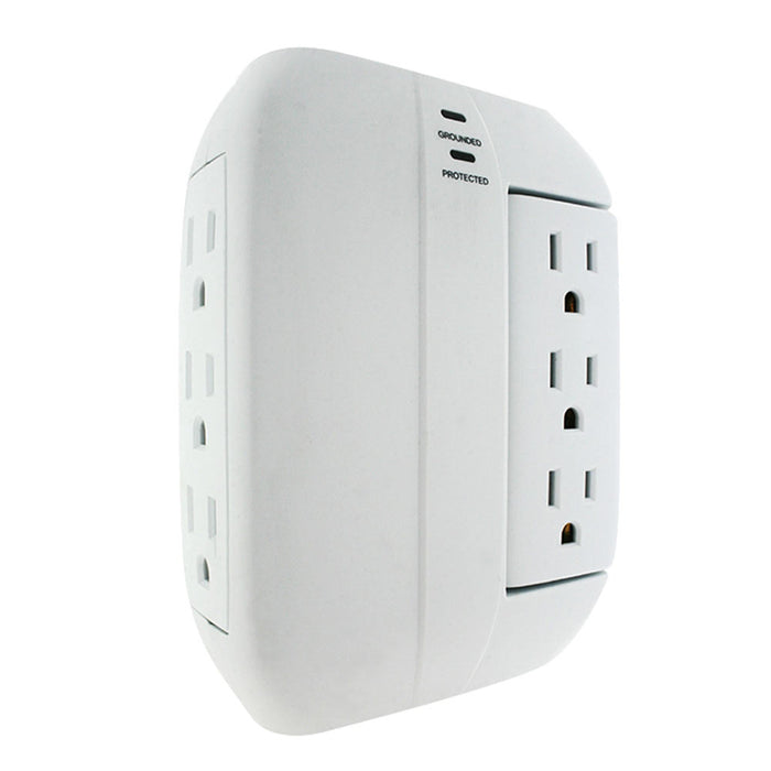 6 Outlet Surge Protector Wall Tap Adapter Electrical Multi Outlet Plug Grounded