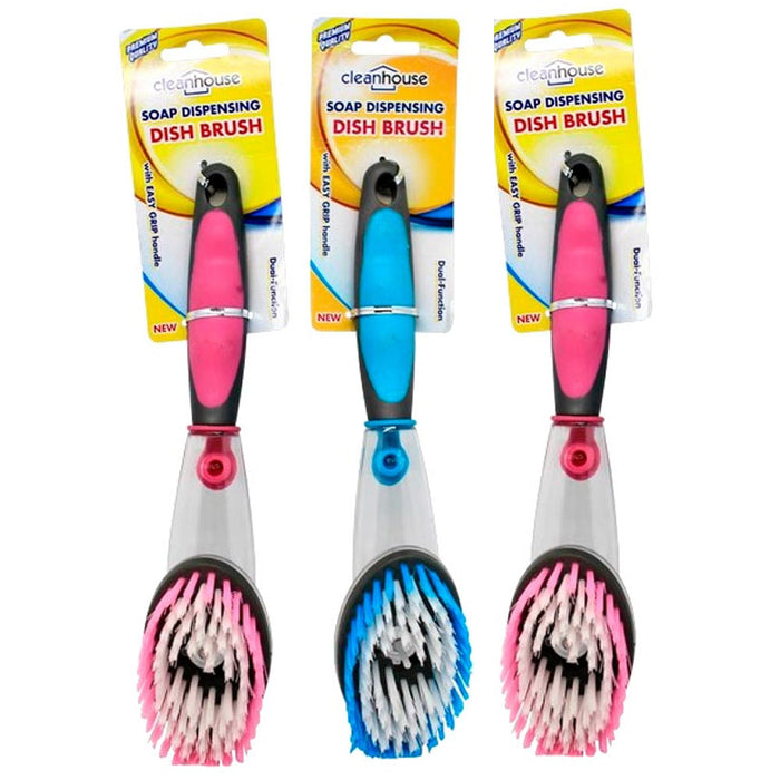 3 Soap Dispensing Dish Brush Scrub Brush with Soap Dispenser Dish Pans Sink Pots