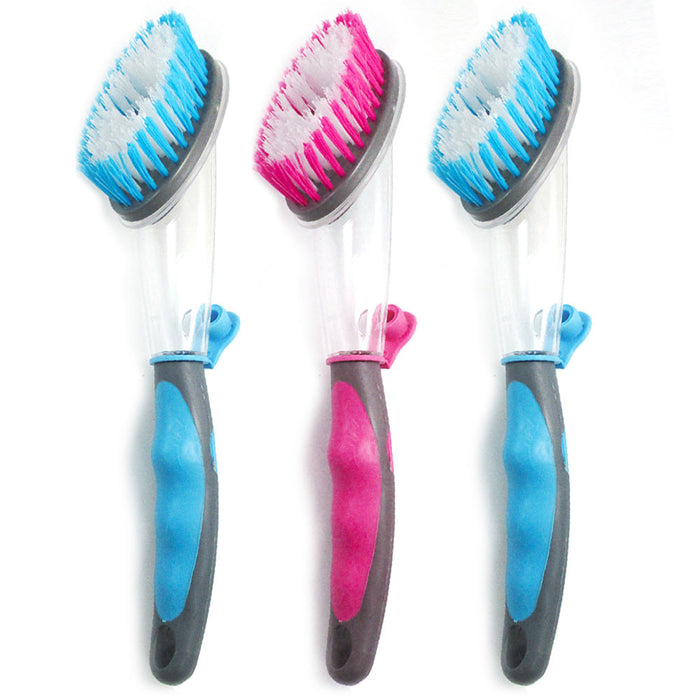 3 Dishwand Soap Dispenser Brush Scrubber Cleaning Dishes Kitchen Bathroom House