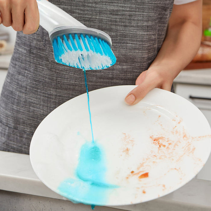 4pc Dish Brush Soap Dispenser Scrubber Clean Kitchen Pots Pans Dishes Dishwand