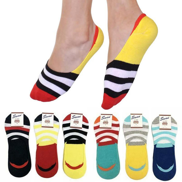 6 Pairs Low Cut Socks Cotton No Show Hidden Invisible Non Slip Flat Boat Women