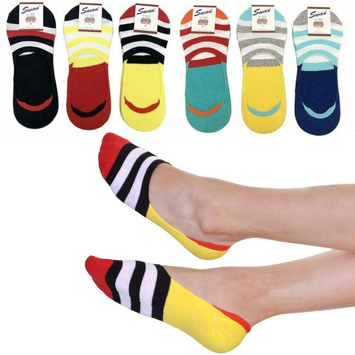 6 Pairs Low Cut Socks Cotton No Show Hidden Invisible Non Slip Flat Boat Women