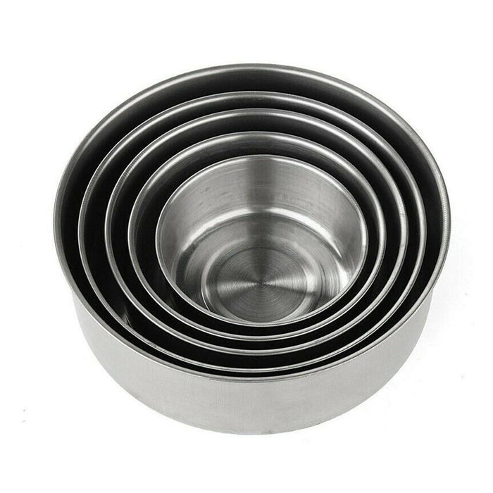 5 Pack Steel Metal Food Storage Saver Containers Mixing Bowl Cookware Meal Lunch