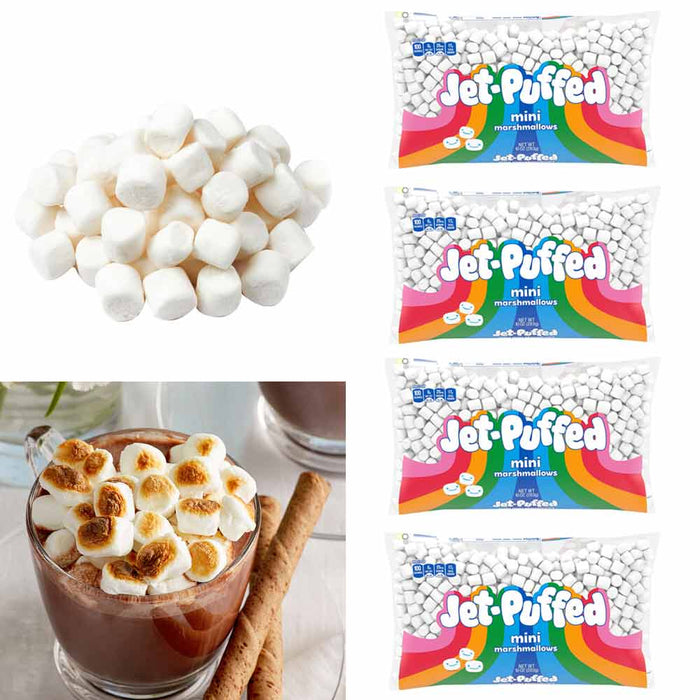 4 Bags Jet Puffed Mini Marshmallows Hot Cocoa Desserts Mini Marshmallow 40 Ounce