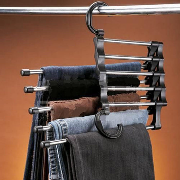 Space Saver Hangers Closet Organizer Pant Stand Rack Magic Hanger 5 In 1 New !