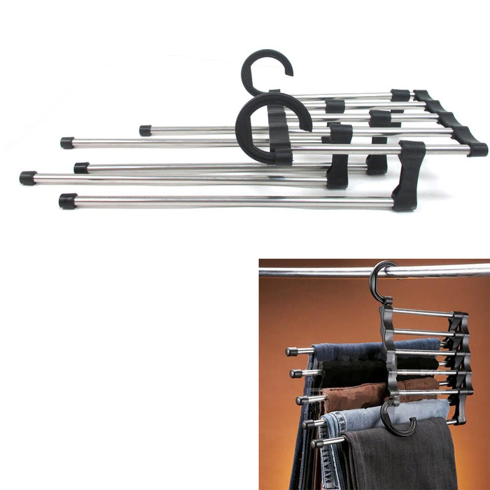 Space Saver Hangers Closet Organizer Pant Stand Rack Magic Hanger 5 In 1 New !