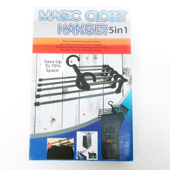 Space Saver Hangers Closet Organizer Pant Stand Rack Magic Hanger 5 In 1 New !