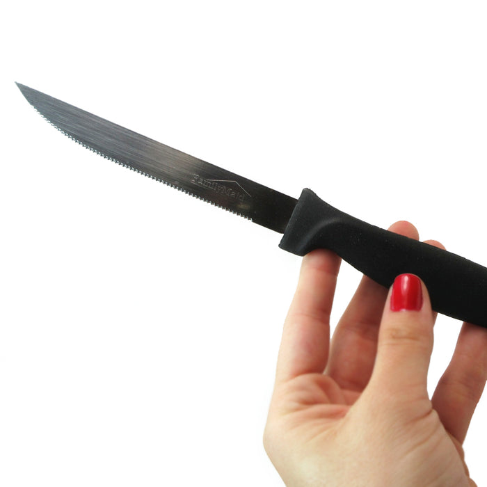 6 Piece Steak Knives Knife Set Kitchen Utensil Home Slice Cutlery Serrated Black