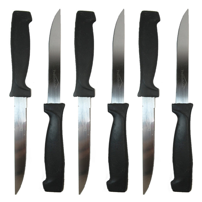 6 Piece Steak Knives Knife Set Kitchen Utensil Home Slice Cutlery Serrated Black
