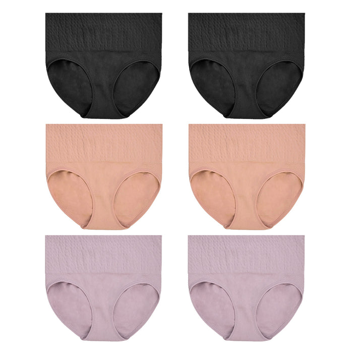 6 Pk Slimming High Waist Tummy Control Solid Color Briefs Panties Shapewear Faja