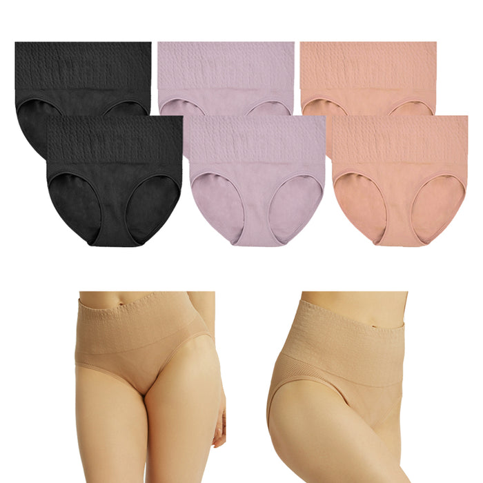 6 Pk Slimming High Waist Tummy Control Solid Color Briefs Panties Shapewear Faja