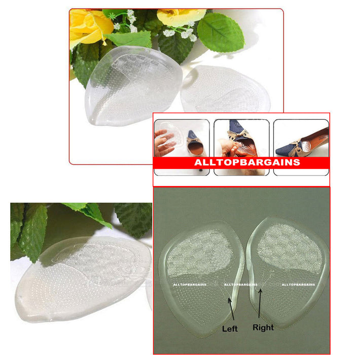 2 Pair Gel Silicone Foot Half Sole Insoles Shoes Care Cushion Pad Insole Comfy