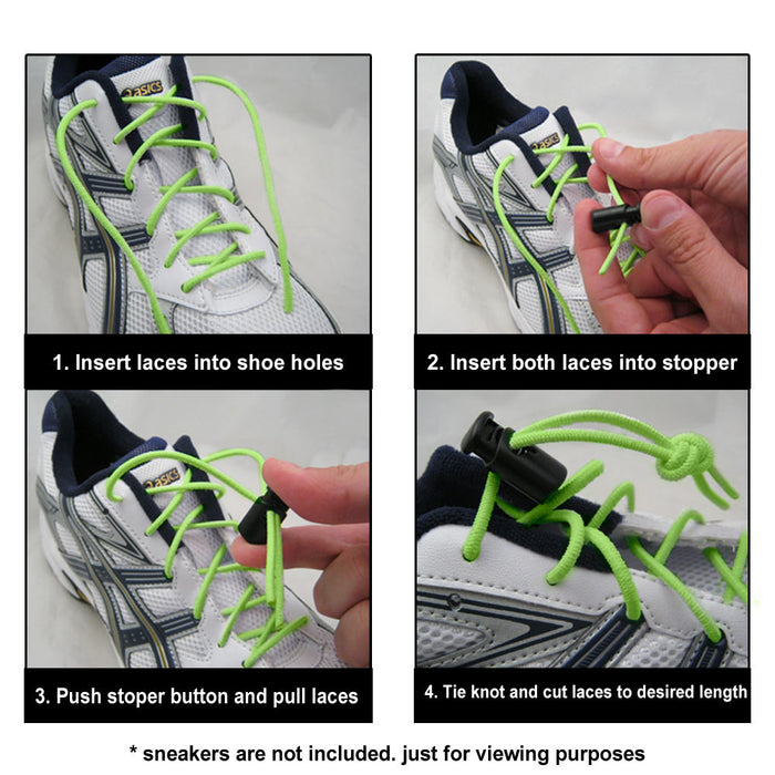 Green Elastic Shoe Laces Tie Fast Triathlon Marathon Running Run Shoelaces Fast