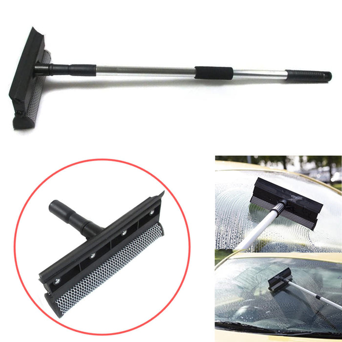Glass Window Squeegee Extendable Long Handle Washer Scrubber Cleaner Wiper Brush