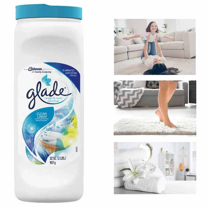 Glade Carpet Room Refresher Deodorizer Clean Linen Scent 32 Ounce New Fresh Home