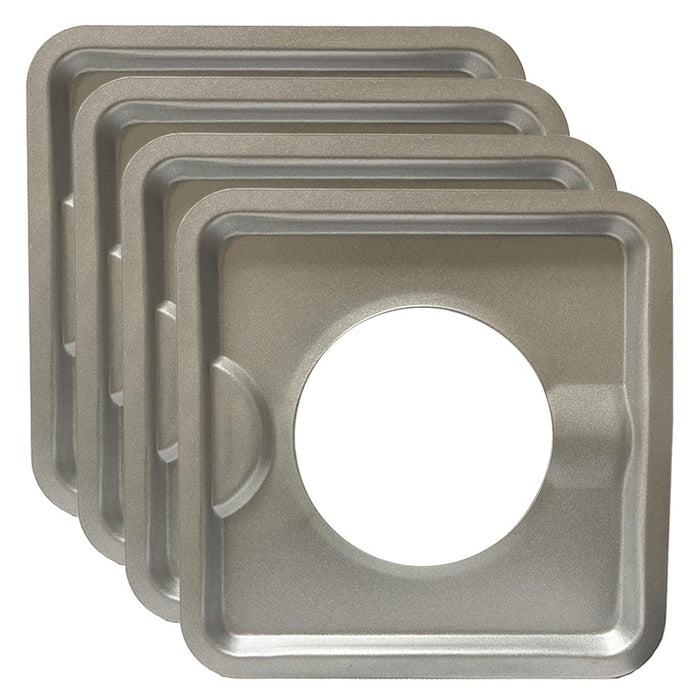 4Pk Heavy Duty Chrome Square Drip Pan 7.5" Reusable Gas Burner Bib Liners Covers