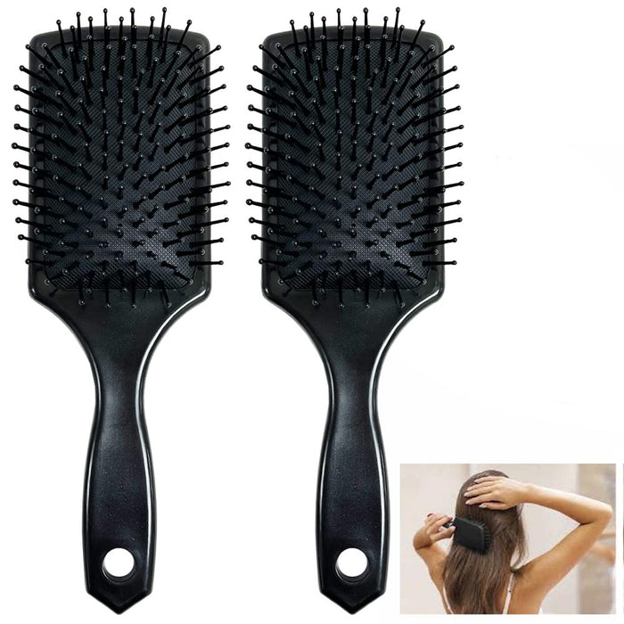 2 Pc Detangling Paddle Hair Brush Wet Dry Cushioned Shower Detangle Massage Comb