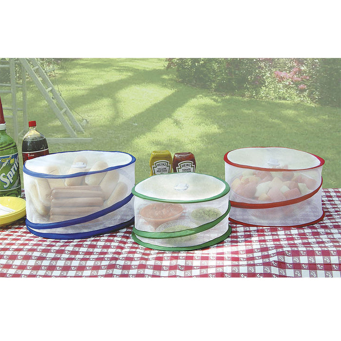Set of 3 Pop Up Food Covers Mesh Screen Outdoor Picnic BBQ Tent Bug Protector !