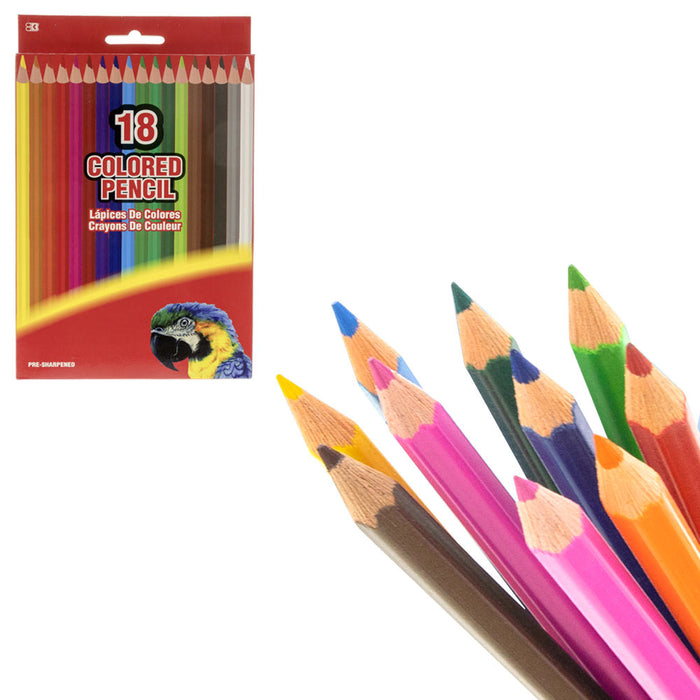 18PC Colored Pencils Drawing Painting Pre Sharpened Premium Colors Coloring Book