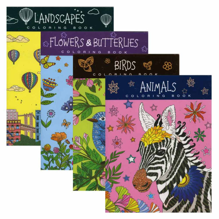 2 Pack Adult Coloring Books Stress Relieving Animals Flowers Landscapes Designs