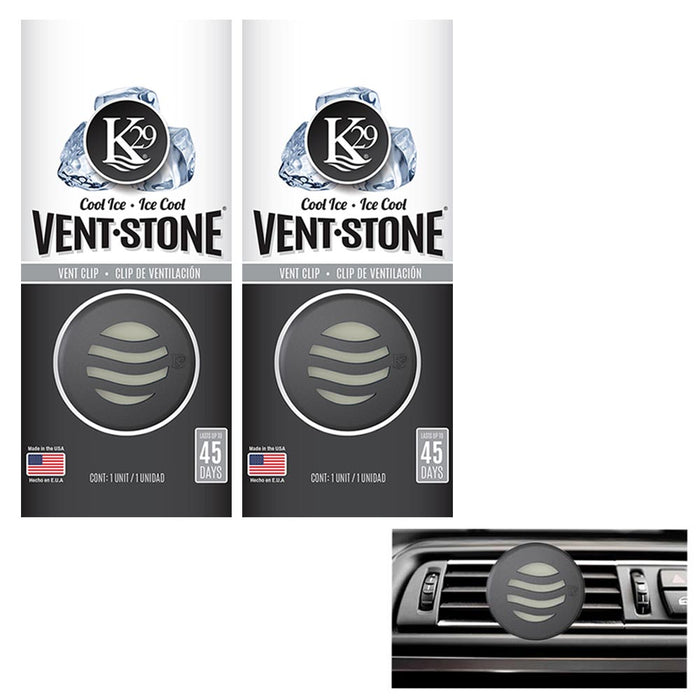 2 Vent Stone Clips Auto Air Freshener Long Lasting Aroma New Car Ice Cool Scent