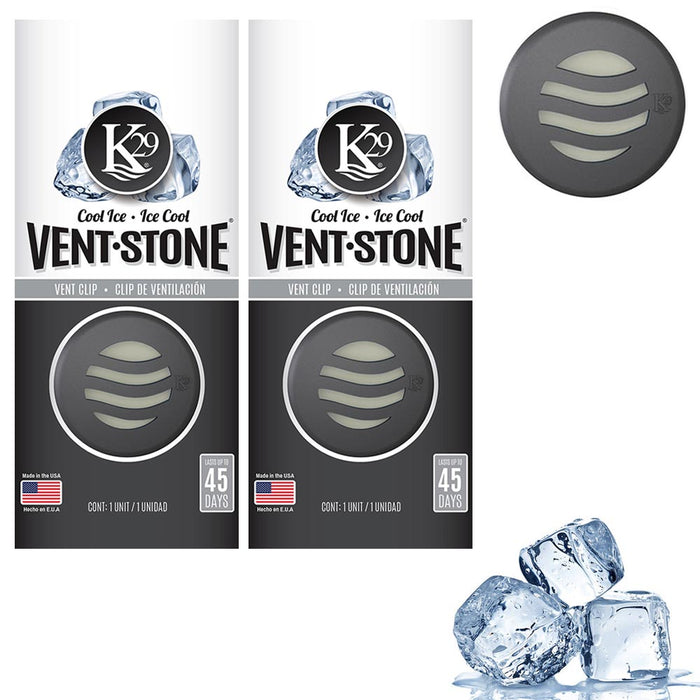 2 Vent Stone Clips Auto Air Freshener Long Lasting Aroma New Car Ice Cool Scent