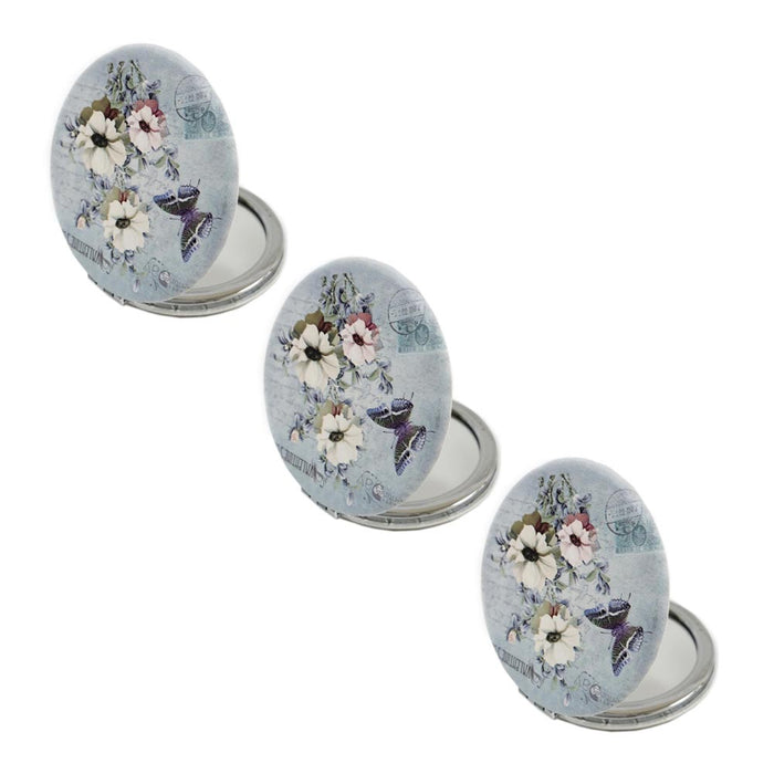 3 Compact Mirror Folding 2 Sided Makeup Handheld Handbag Purse Portable Travel