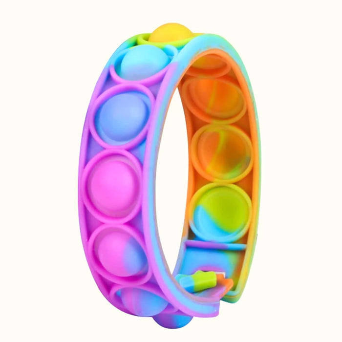 2 Pack Push Pop Fidget Bracelet Stress Relief Finger Sensory Press Silicone Band