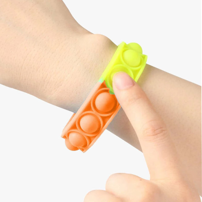 2 Pack Push Pop Fidget Bracelet Stress Relief Finger Sensory Press Silicone Band