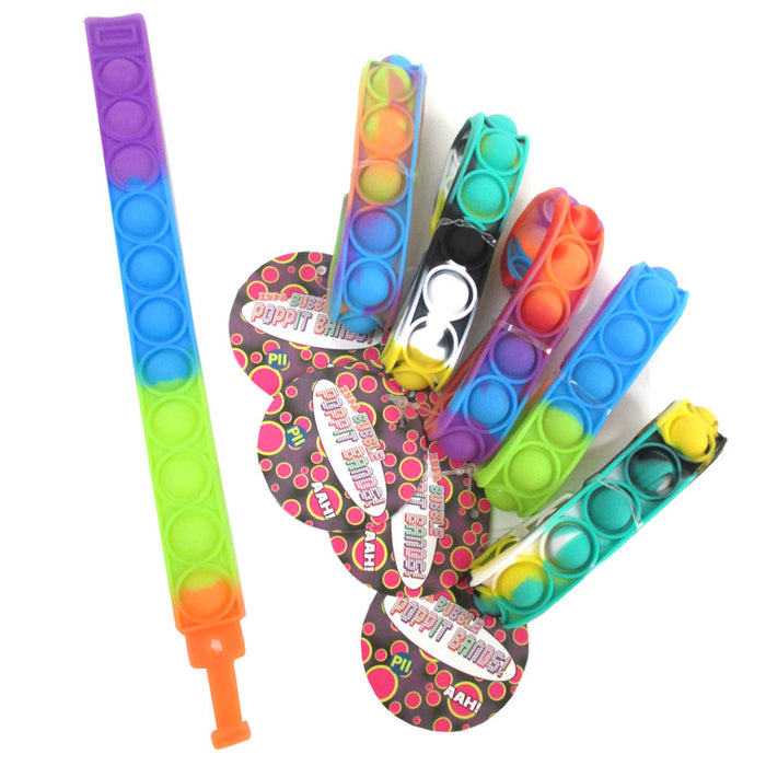 2 Pack Push Pop Fidget Bracelet Stress Relief Finger Sensory Press Silicone Band