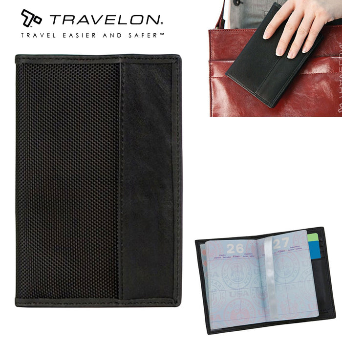 TRAVELON Passport Case Wallet with RFID ID Lock Men Women Travel Organizer Black
