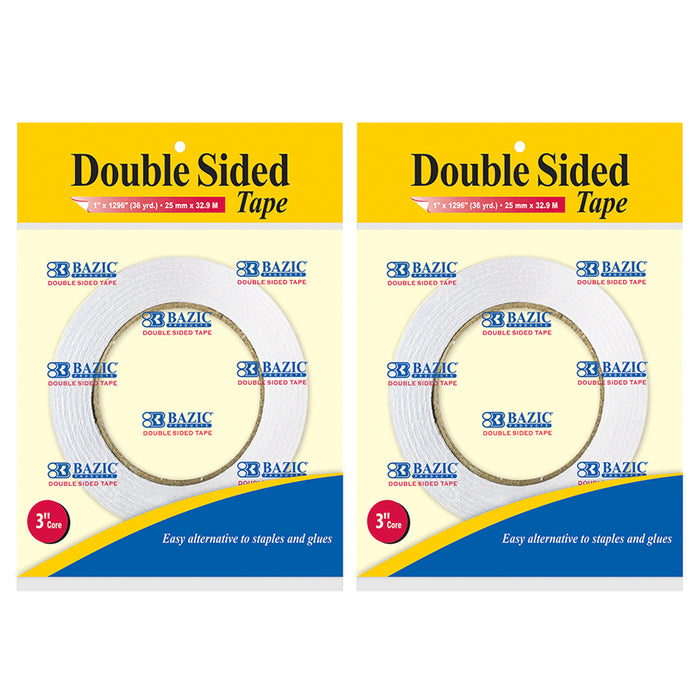 2 Rolls Double Sided Mounting Tape Strong Adhesive Transparent Clear 108 FT X 1"