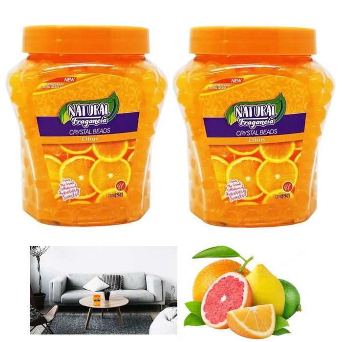 2 PC Citrus Crystal Beads Air Freshener Odor Eliminator Scented Beads Home Car
